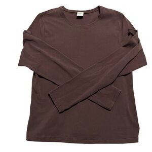 Aritzia HomeStretch Smooth Long Sleeve T Shirt Color Rich Mocha Brown XL